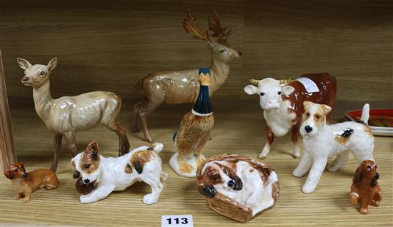 A collection of Beswick and other animals